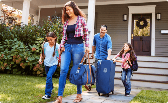 Family travelling away from home